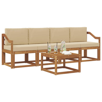 Utomhussoffset med kudde 5 pcs Naturlig och Beige
