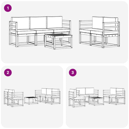 Utomhussoffset med kudde 6 pcs Naturlig och Grädde