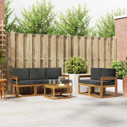 Utomhussoffset med kudde 6 pcs Naturlig och Antracit