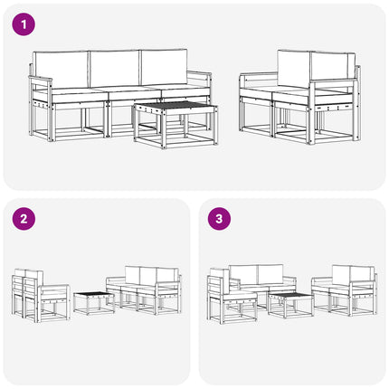 Utomhussoffset med kudde 6 pcs Naturlig och Antracit