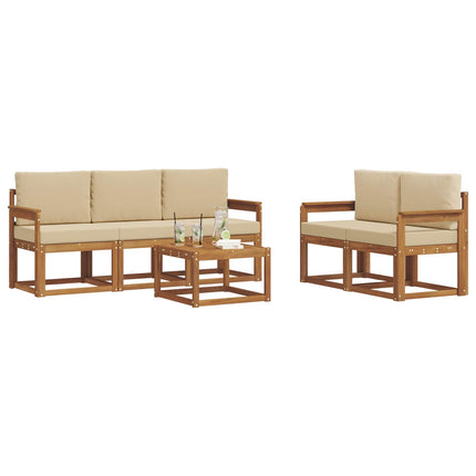 Utomhussoffset med kudde 6 pcs Naturlig och Beige