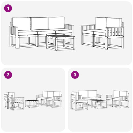 Utomhussoffset med kudde 6 pcs Naturlig och Antracit