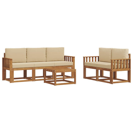 Utomhussoffset med kudde 6 pcs Naturlig och Beige