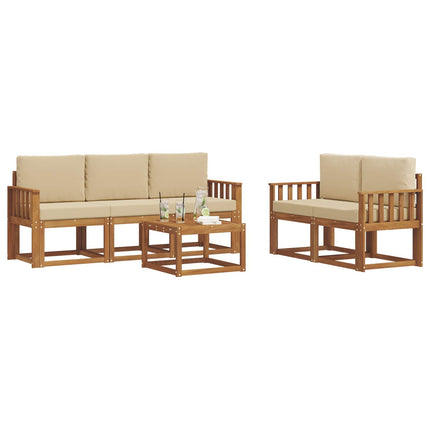 Utomhussoffset med kudde 6 pcs Naturlig och Beige