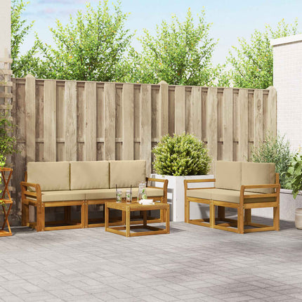 Utomhussoffset med kudde 6 pcs Naturlig och Beige