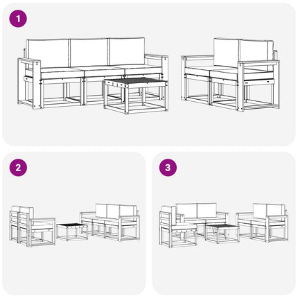 Utomhussoffset med kudde 6 pcs Naturlig och Antracit