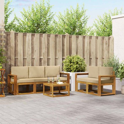 Utomhussoffset med kudde 6 pcs Naturlig och Beige
