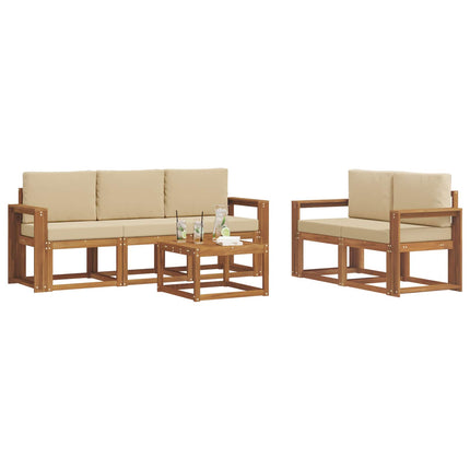 Utomhussoffset med kudde 6 pcs Naturlig och Beige
