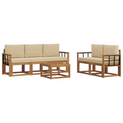 Utomhussoffset 6 st Naturlig och Beige