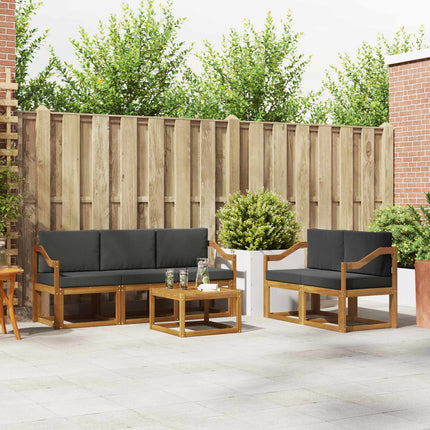 Utomhussoffset med kudde 6 pcs Naturlig och Antracit