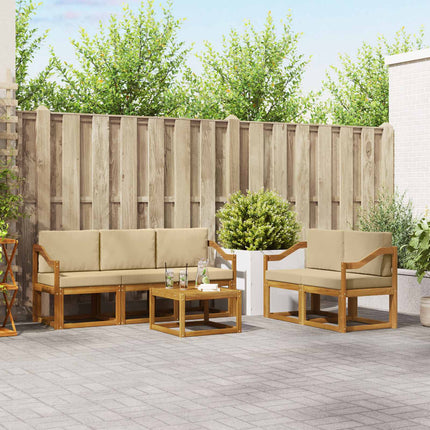 Utomhussoffset med kudde 6 pcs Naturlig och Beige