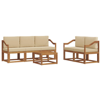 Utomhussoffset med kudde 6 pcs Naturlig och Beige