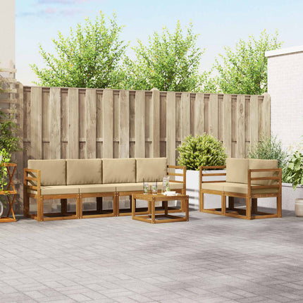 Utomhussoffset med kudde 7 pcs Naturlig och Beige