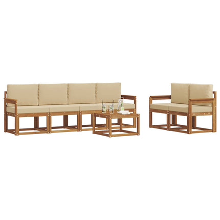 Utomhussoffset med kudde 7 pcs Naturlig och Beige