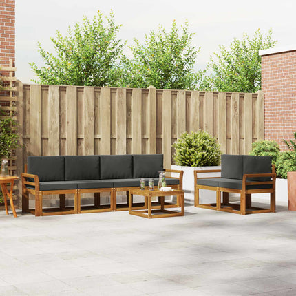 Utomhussoffset med kudde 7 pcs Naturlig och Antracit