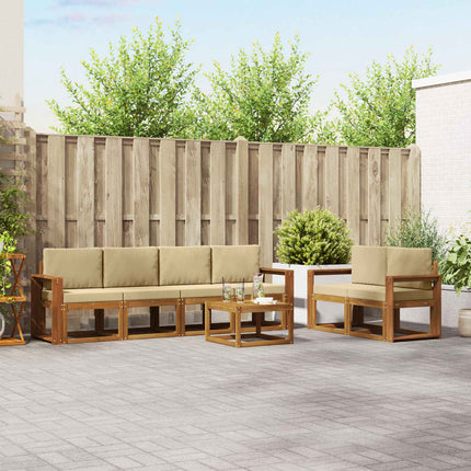 Utomhussoffset med kudde 7 pcs Naturlig och Beige