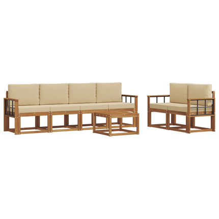 Utomhussoffset med kudde 7 pcs Naturlig och Beige