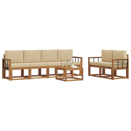 Utomhussoffset med kudde 7 pcs Naturlig och Beige
