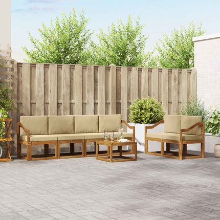 Utomhussoffset med kudde 7 pcs Naturlig och Beige