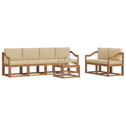 Utomhussoffset med kudde 7 pcs Naturlig och Beige