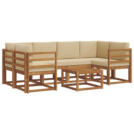 Utomhussoffset med kudde 7 pcs Naturlig och Beige