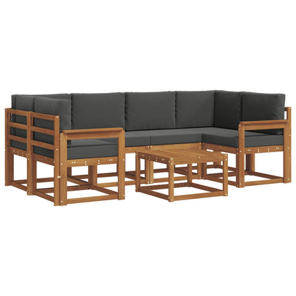 Utomhussoffset med kudde 7 pcs Naturlig och Antracit