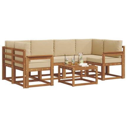 Utomhussoffset med kudde 7 pcs Naturlig och Beige