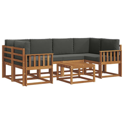 Utomhussoffset med kudde 7 pcs Naturlig och Antracit