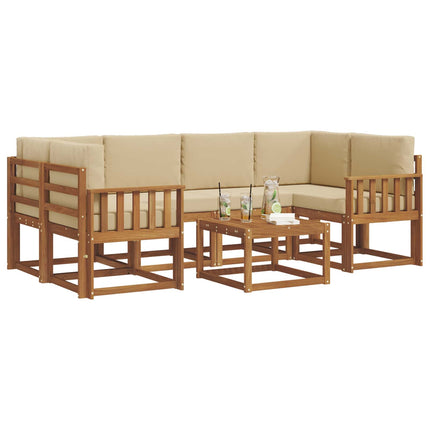 Utomhussoffset med kudde 7 pcs Naturlig och Beige