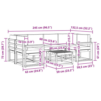 Utomhussoffset med kudde 7 pcs Naturlig och Antracit