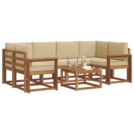 Utomhussoffset med kudde 7 pcs Naturlig och Beige