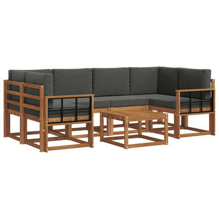 Utomhussoffset med kudde 7 pcs Naturlig och Antracit