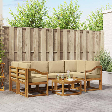 Utomhussoffset med kudde 7 pcs Naturlig och Beige