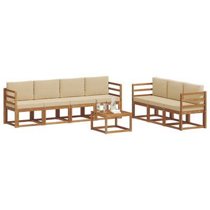 Utomhussoffset med kudde 8 pcs Naturlig och Beige