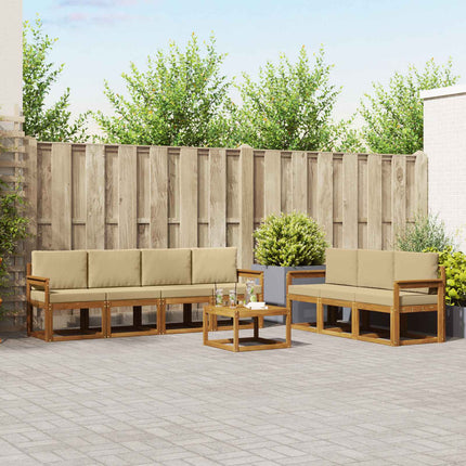 Utomhussoffset med kudde 8 pcs Naturlig och Beige
