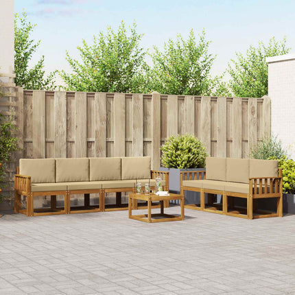 Utomhussoffset med kudde 8 pcs Naturlig och Beige