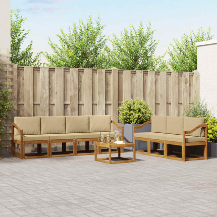 Utomhussoffset med kudde 8 pcs Naturlig och Beige