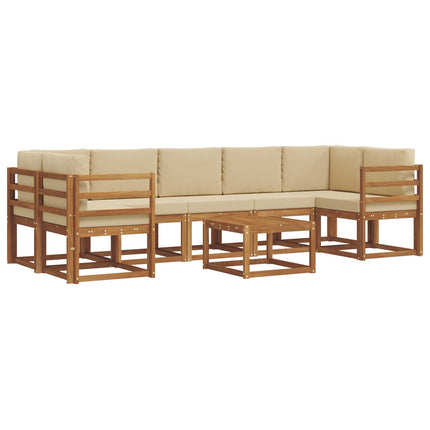 Utomhussoffset med kudde 8 pcs Naturlig och Beige