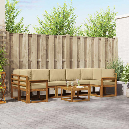 Utomhussoffset med kudde 8 pcs Naturlig och Beige