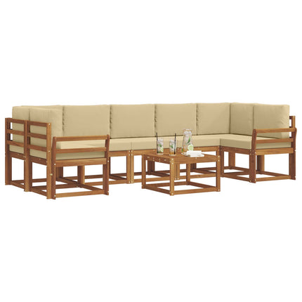 Utomhussoffset med kudde 8 pcs Naturlig och Beige