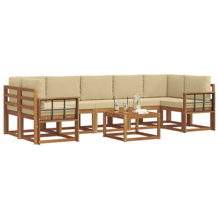 Utomhussoffset med kudde 8 pcs Naturlig och Beige