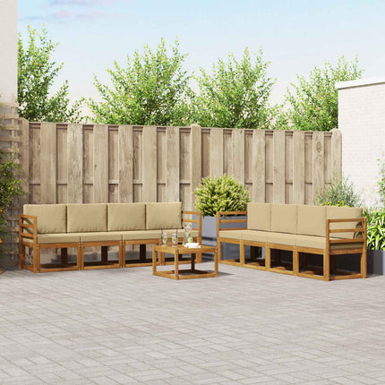 Utomhussoffset med kudde 9 pcs Naturlig och Beige