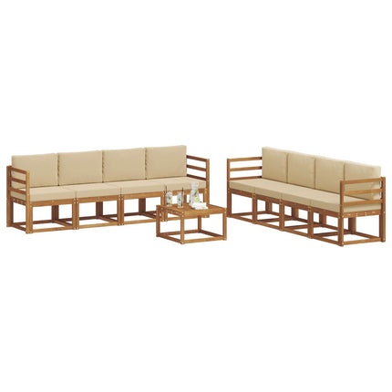 Utomhussoffset med kudde 9 pcs Naturlig och Beige