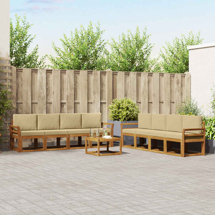 Utomhussoffset med kudde 9 pcs Naturlig och Beige