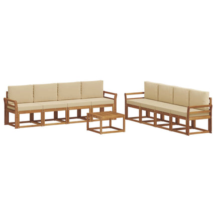 Utomhussoffset med kudde 9 pcs Naturlig och Beige