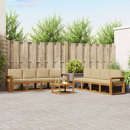 Utomhussoffset med kudde 9 pcs Naturlig och Beige