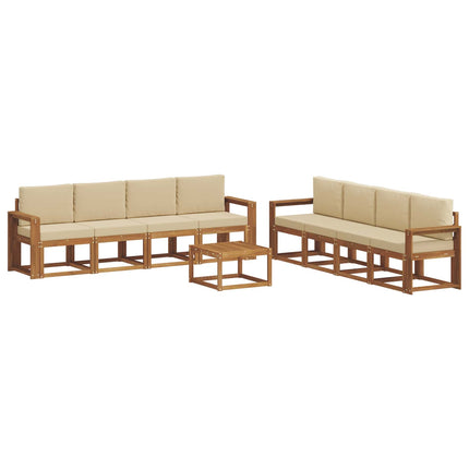 Utomhussoffset med kudde 9 pcs Naturlig och Beige