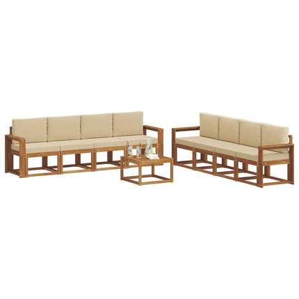 Utomhussoffset med kudde 9 pcs Naturlig och Beige
