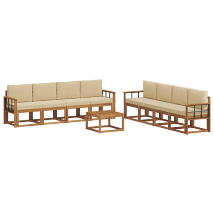 Utomhussoffset med kudde 9 pcs Naturlig och Beige