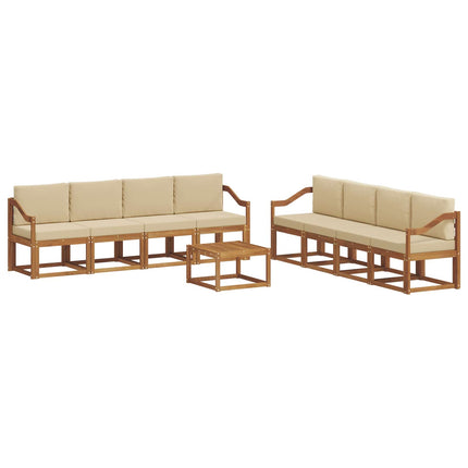 Utomhussoffset med kudde 9 pcs Naturlig och Beige